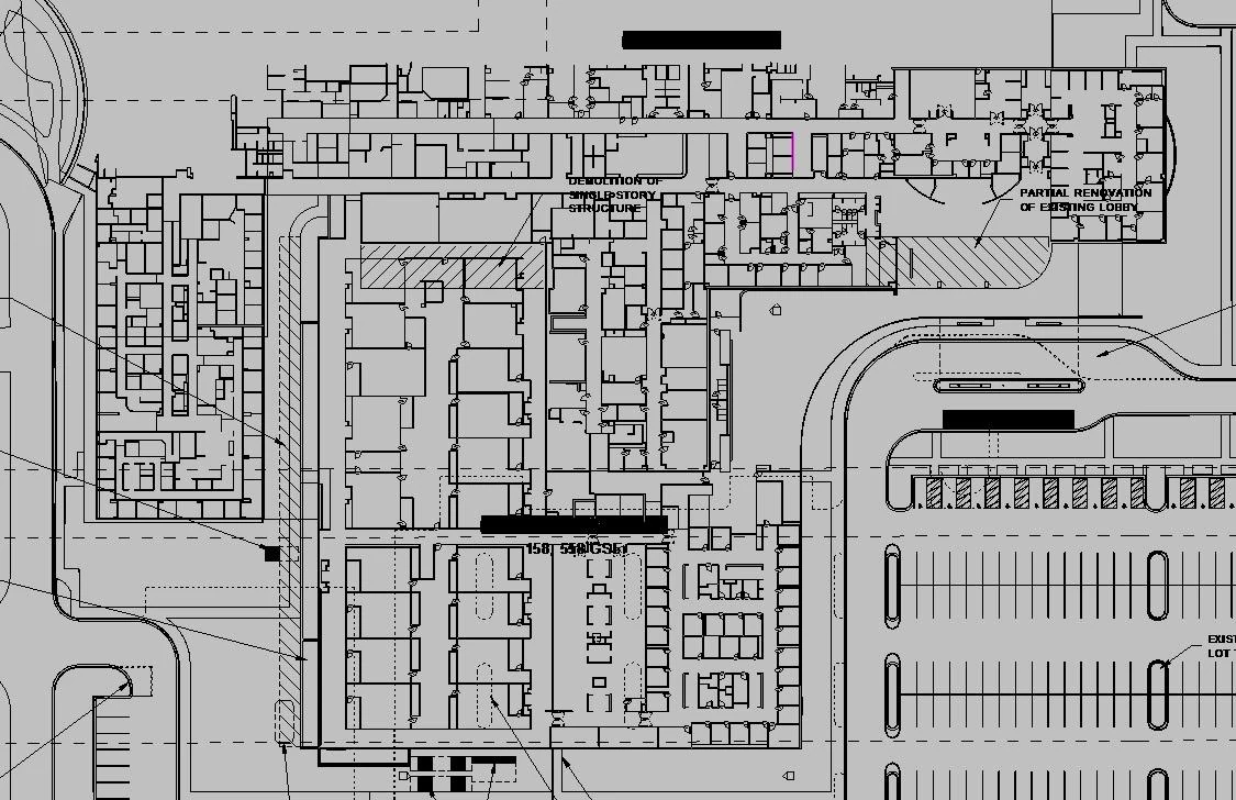 The hospital's rasterized floor plan, the starting point for the model